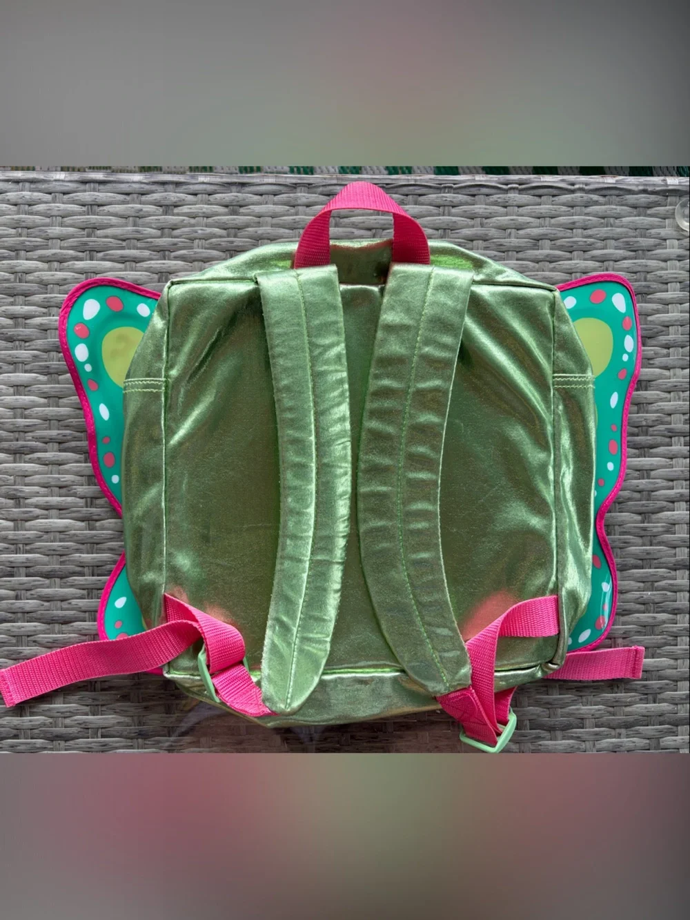 American Girl Doll Metallic Teal and Pink Glitter Butterfly Wing Backpack
